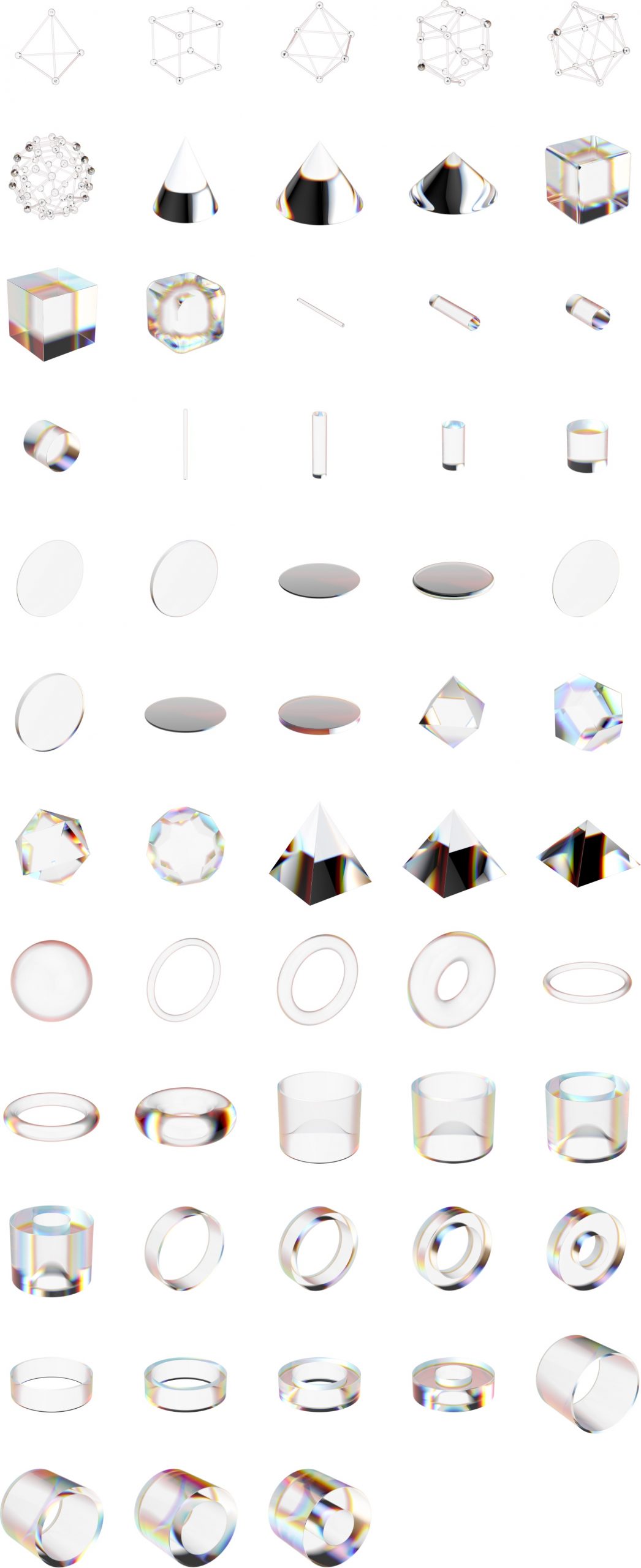 232款可商用潮流玻璃棱镜形状PNG透明图片设计素材 Glass Prism Shapes