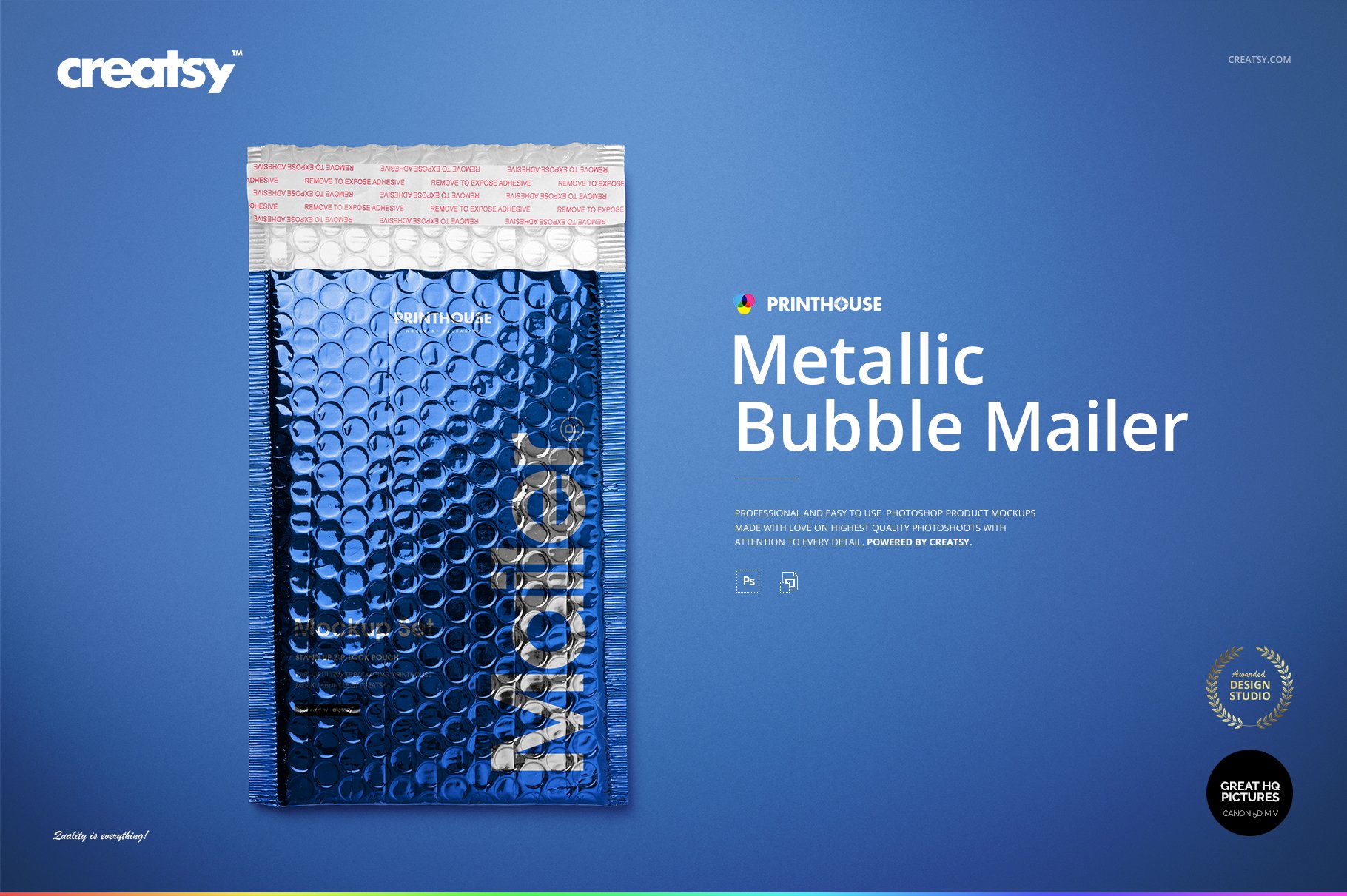 潮流金属铝箔快递邮件气泡塑料包装袋设计展示样机