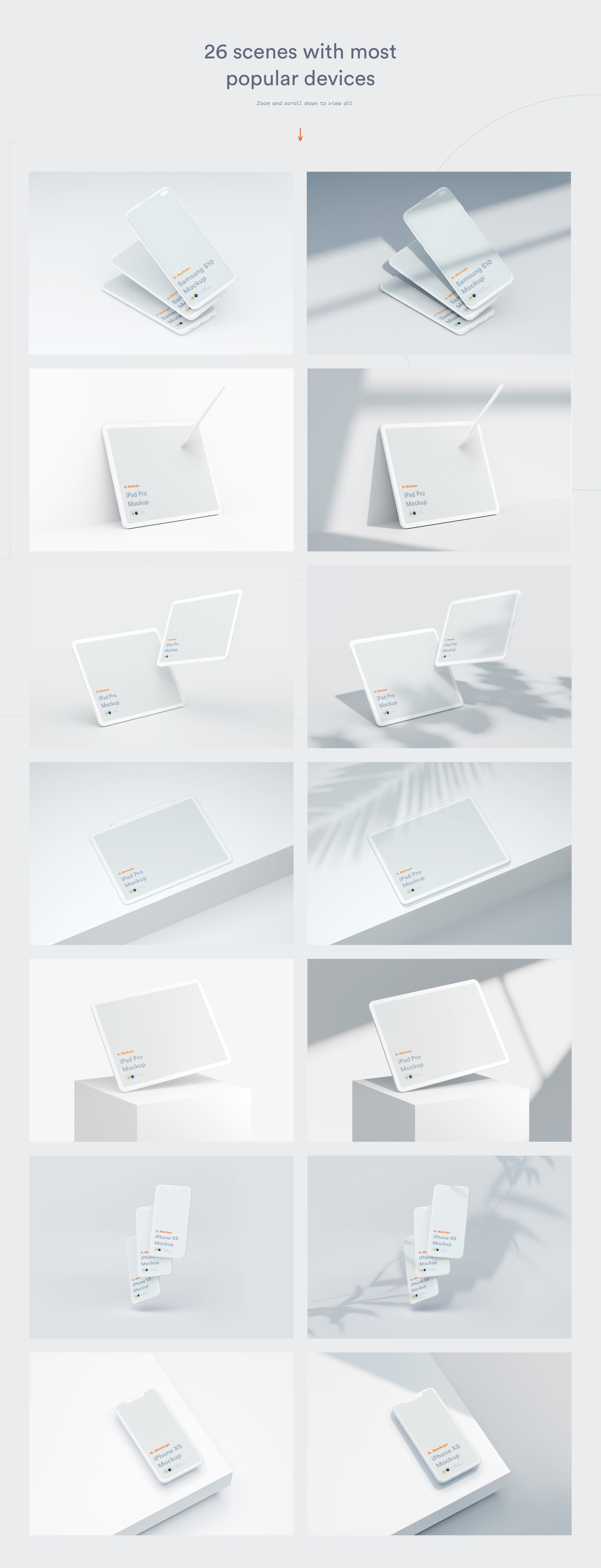 25款网站APP设计UI陶瓷苹果手机平板电脑设备屏幕演示样机模板素材套装