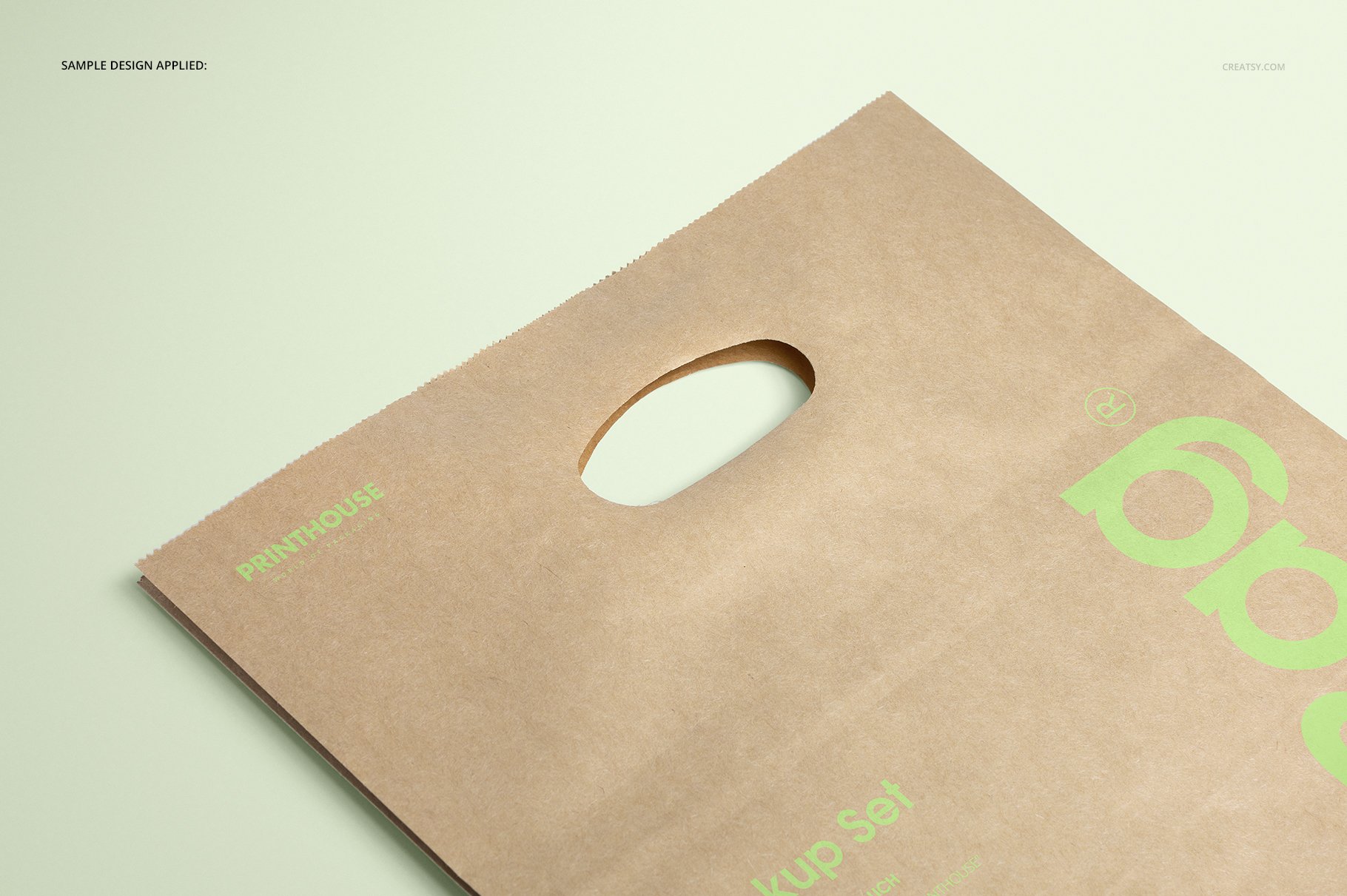9款牛皮纸购物手提袋设计展示贴图样机套装（穿孔/带绳）