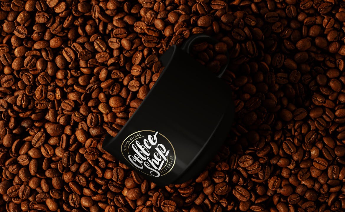 咖啡品牌VI设计展示智能贴图样机PSD模板