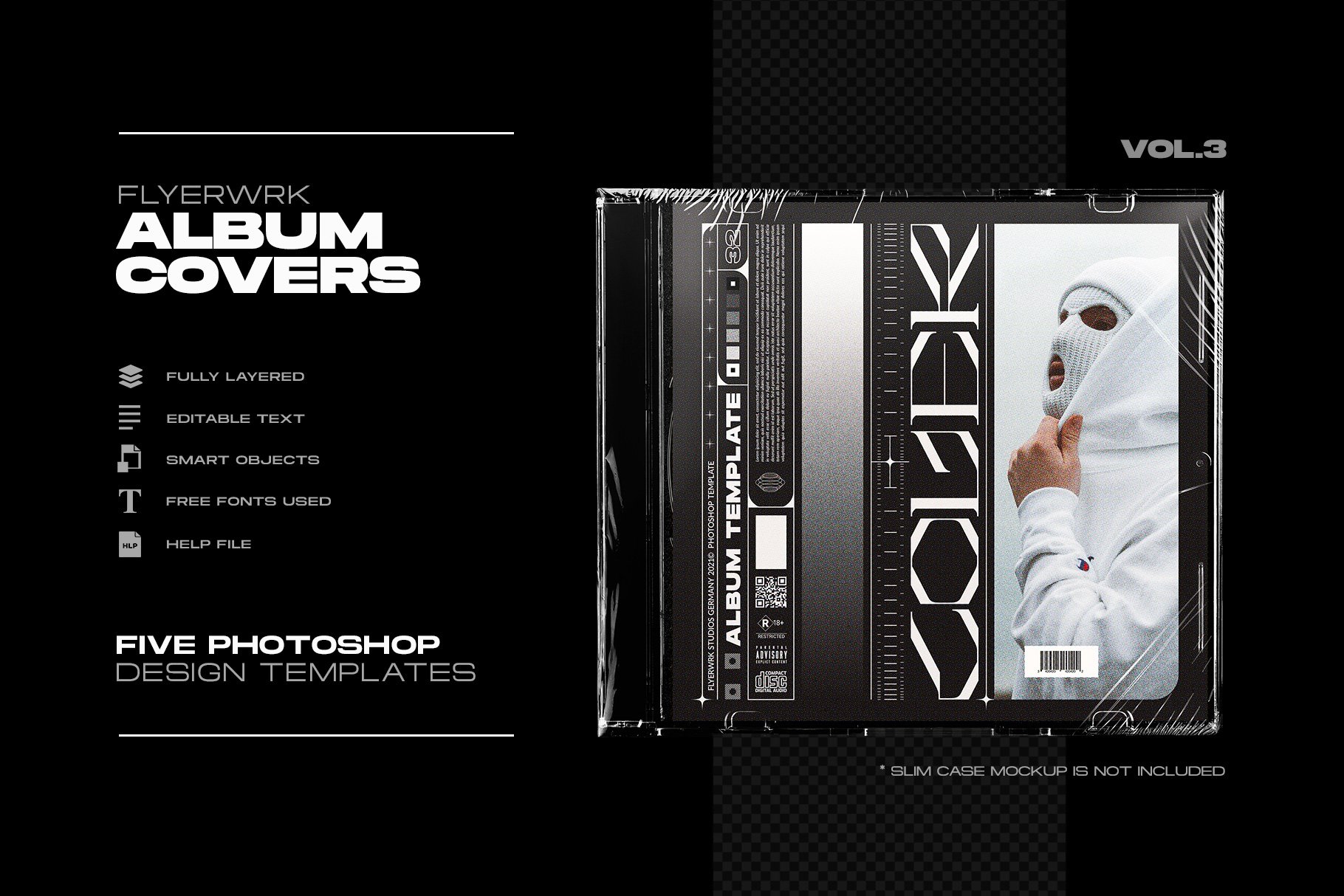酸性潮流嘻哈艺术音乐CD专辑唱片封面海报设计排版ps模板源文件