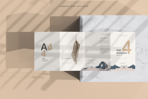 9款可商用A4四折页小册子设计贴图样机PSD模板素材 A4 Size Four Fold Brochure Mockup