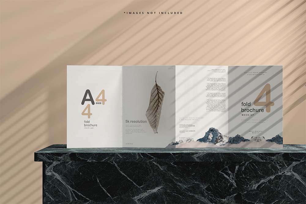 9款可商用A4四折页小册子设计贴图样机PSD模板素材 A4 Size Four Fold Brochure Mockup