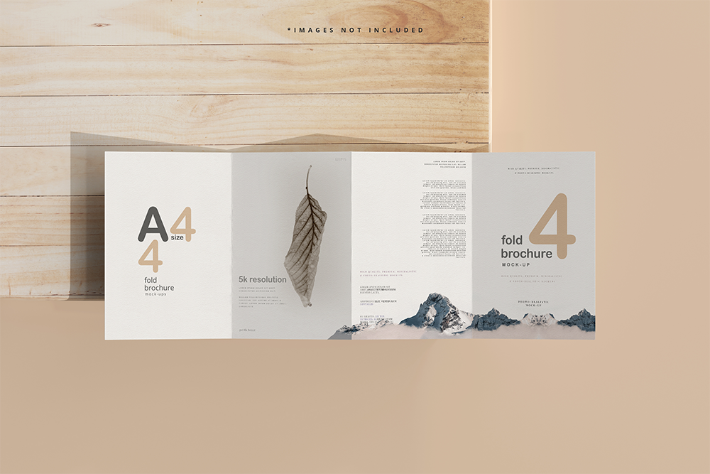 9款可商用A4四折页小册子设计贴图样机PSD模板素材 A4 Size Four Fold Brochure Mockup