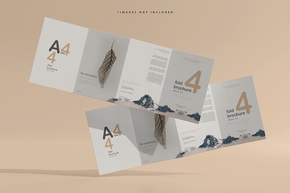 9款可商用A4四折页小册子设计贴图样机PSD模板素材 A4 Size Four Fold Brochure Mockup