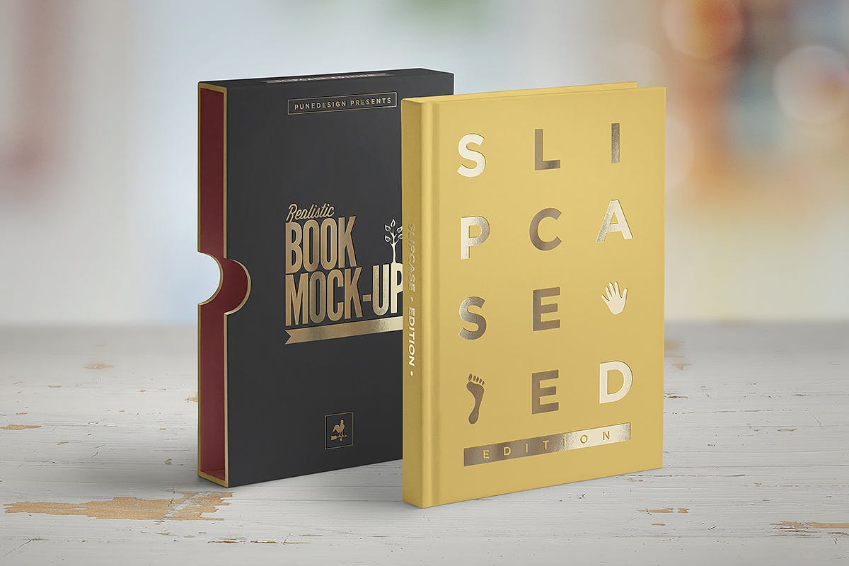 10款带书匣封套精装书籍设计展示贴图样机模板 Book Mockup Slipcase Edition