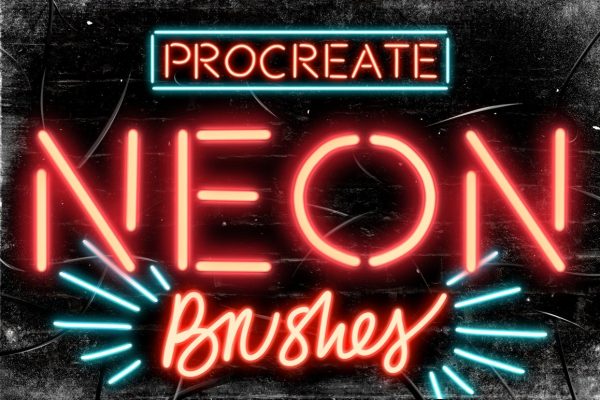9款霓虹灯点光效果Procreate笔刷 Set Of 9 Neon Procreate Brushes