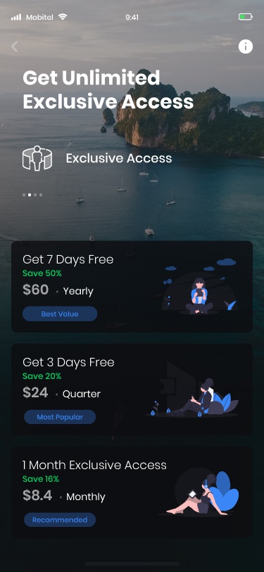 暗黑电影旅游生活订票app界面UI模版