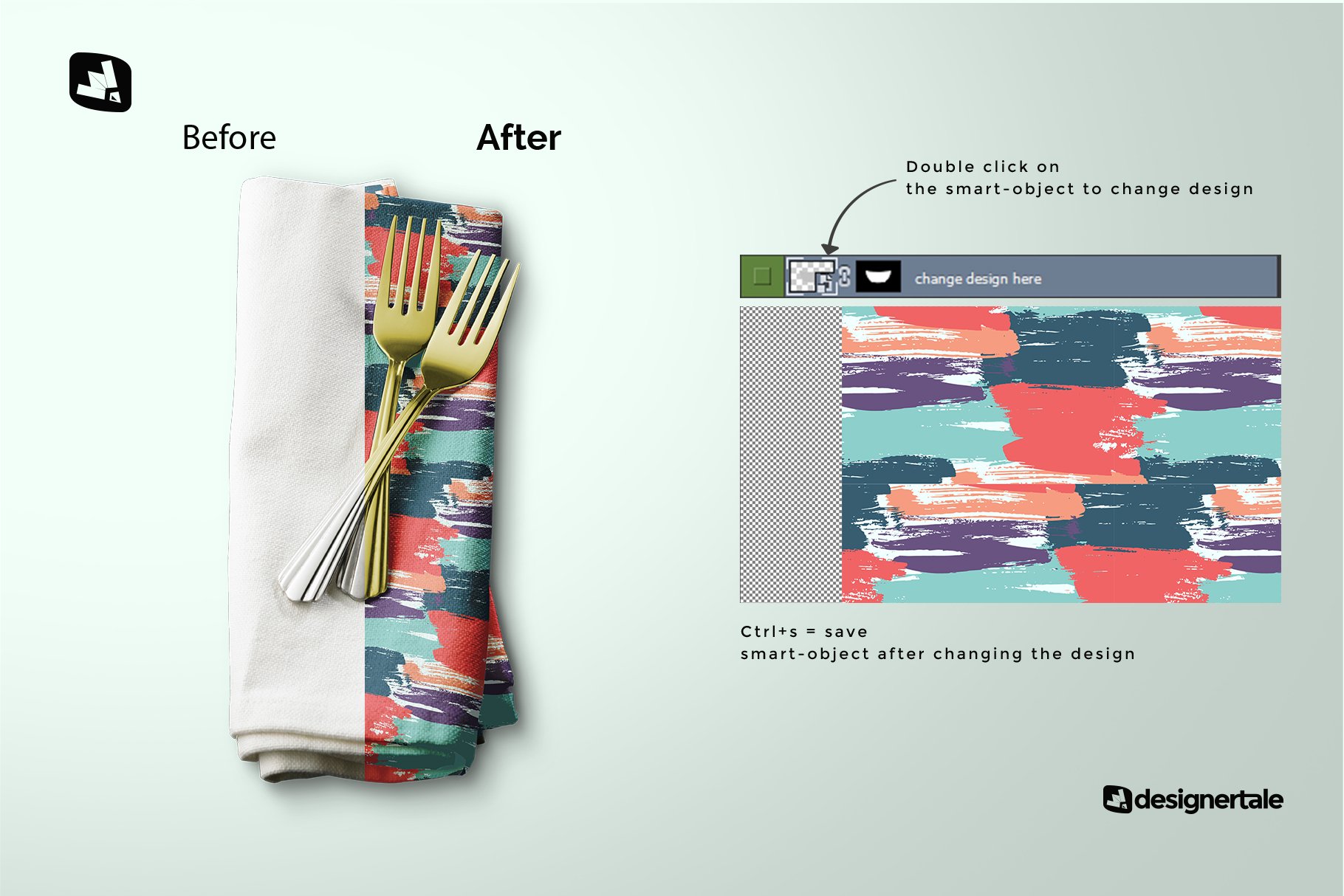 带餐具餐巾印花图案设计展示贴图样机