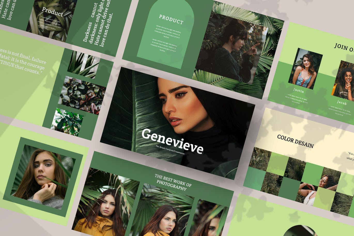 绿色森系品牌策划提报图文排版设计PPT模板素材