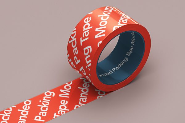 圆管胶带印花设计展示样机PSD模板 Branded Psd Packing Tape Mockup 2