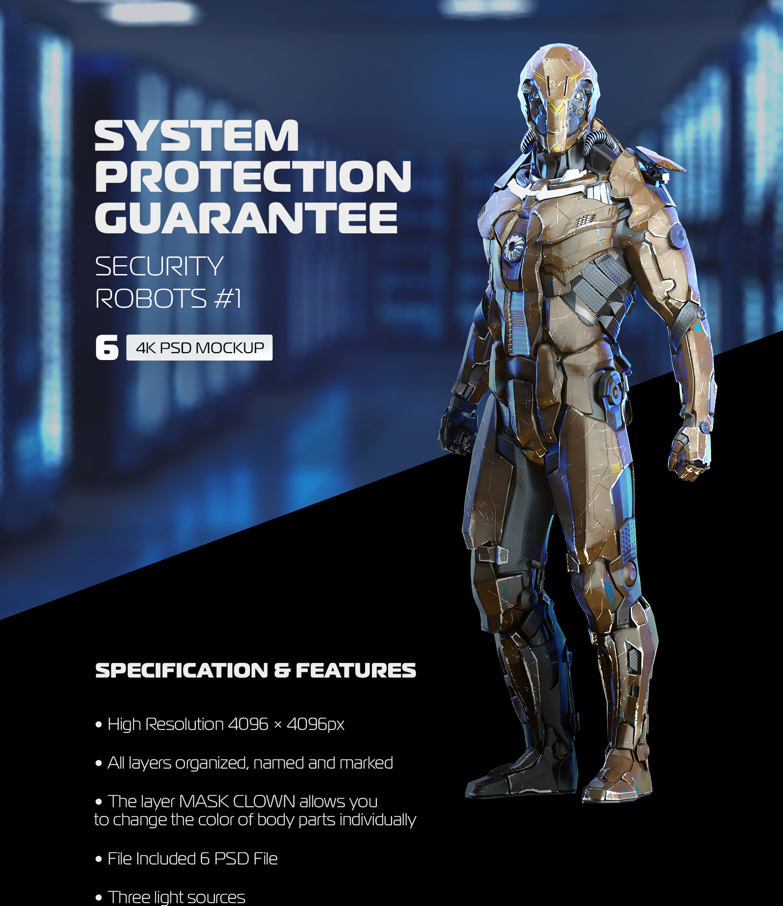 未来科幻金属变形盔甲机器人3D立体模型PS设计源文件