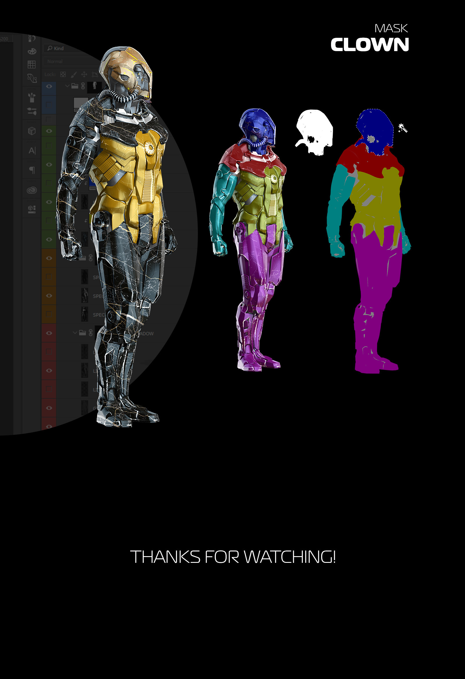 未来科幻金属变形盔甲机器人3D立体模型PS设计源文件