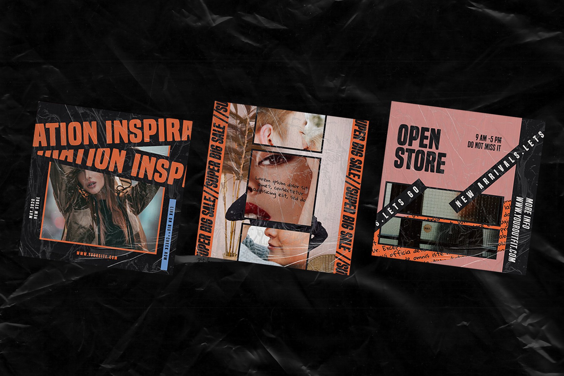 潮流复古服装品牌社交新媒体推广海报版式设计PSD源文件 Alpha Instagram Templates