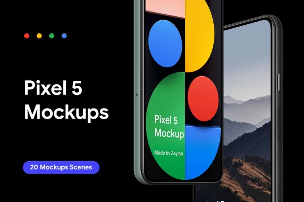 多角度高级质感谷歌Google Pixel 5手机UI作品贴图展示PS样机