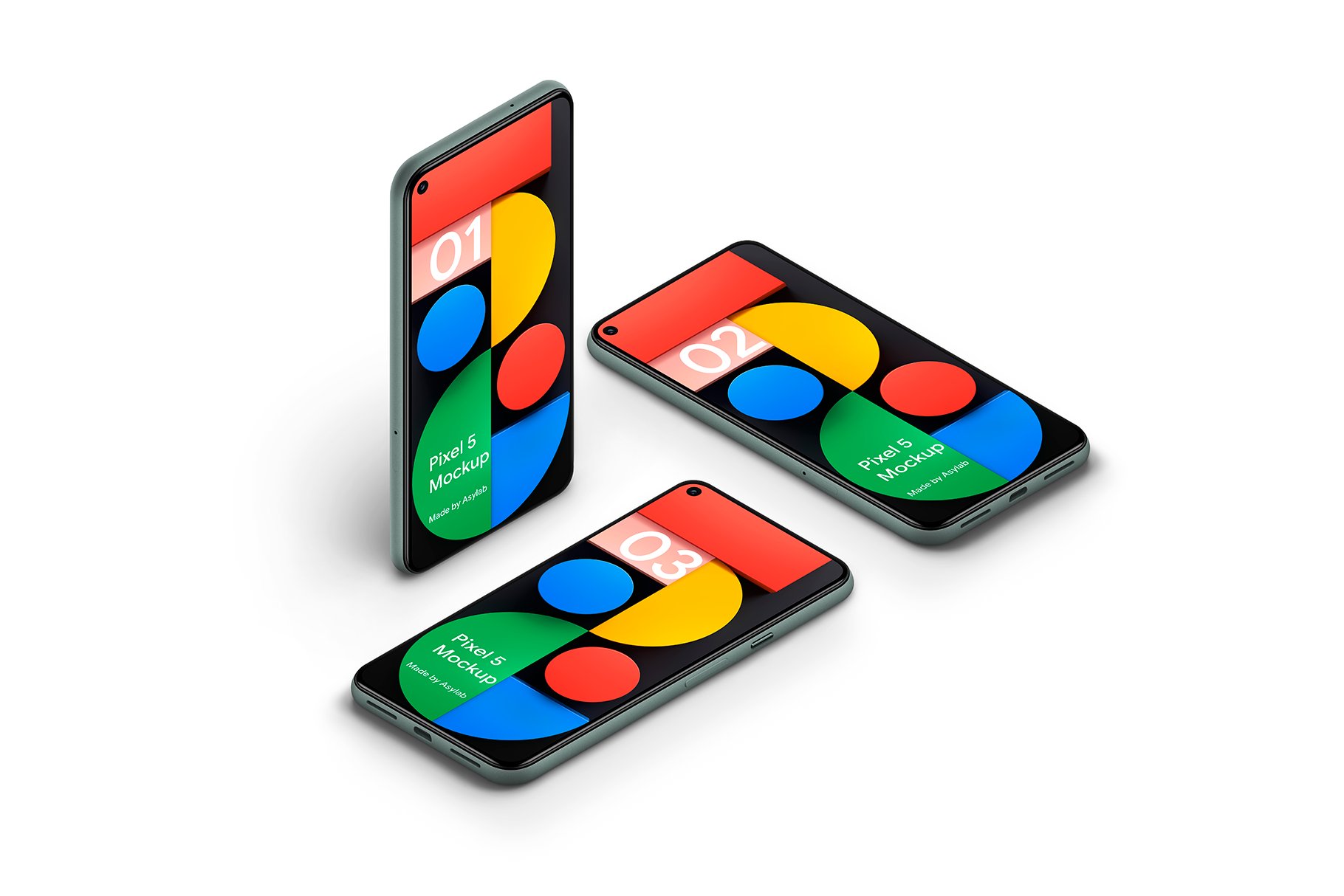 多角度高级质感谷歌Google Pixel 5手机UI作品贴图展示PS样机