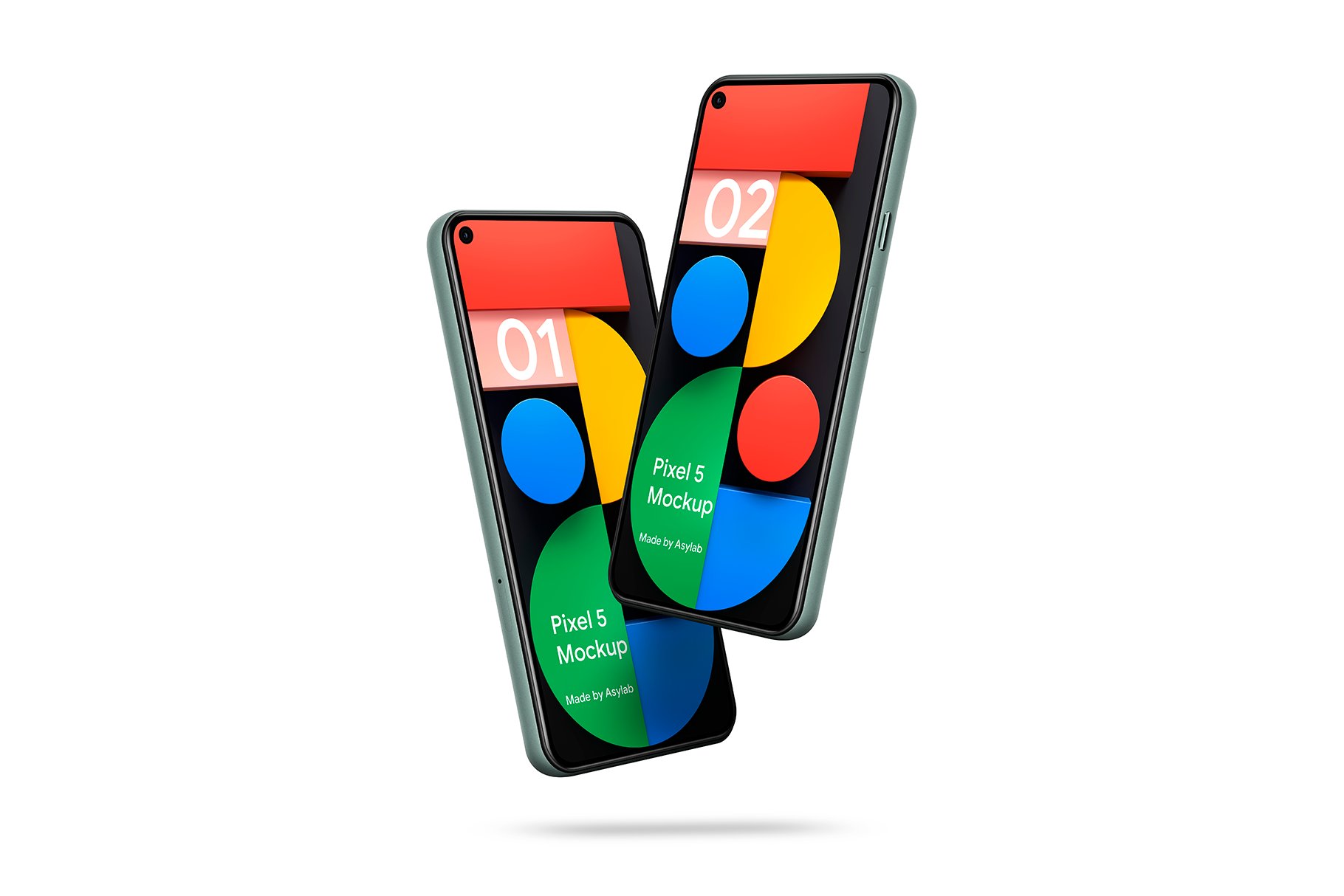 多角度高级质感谷歌Google Pixel 5手机UI作品贴图展示PS样机