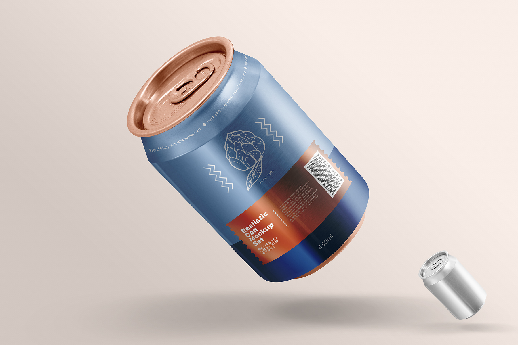苏打水饮料易拉罐设计展示样机