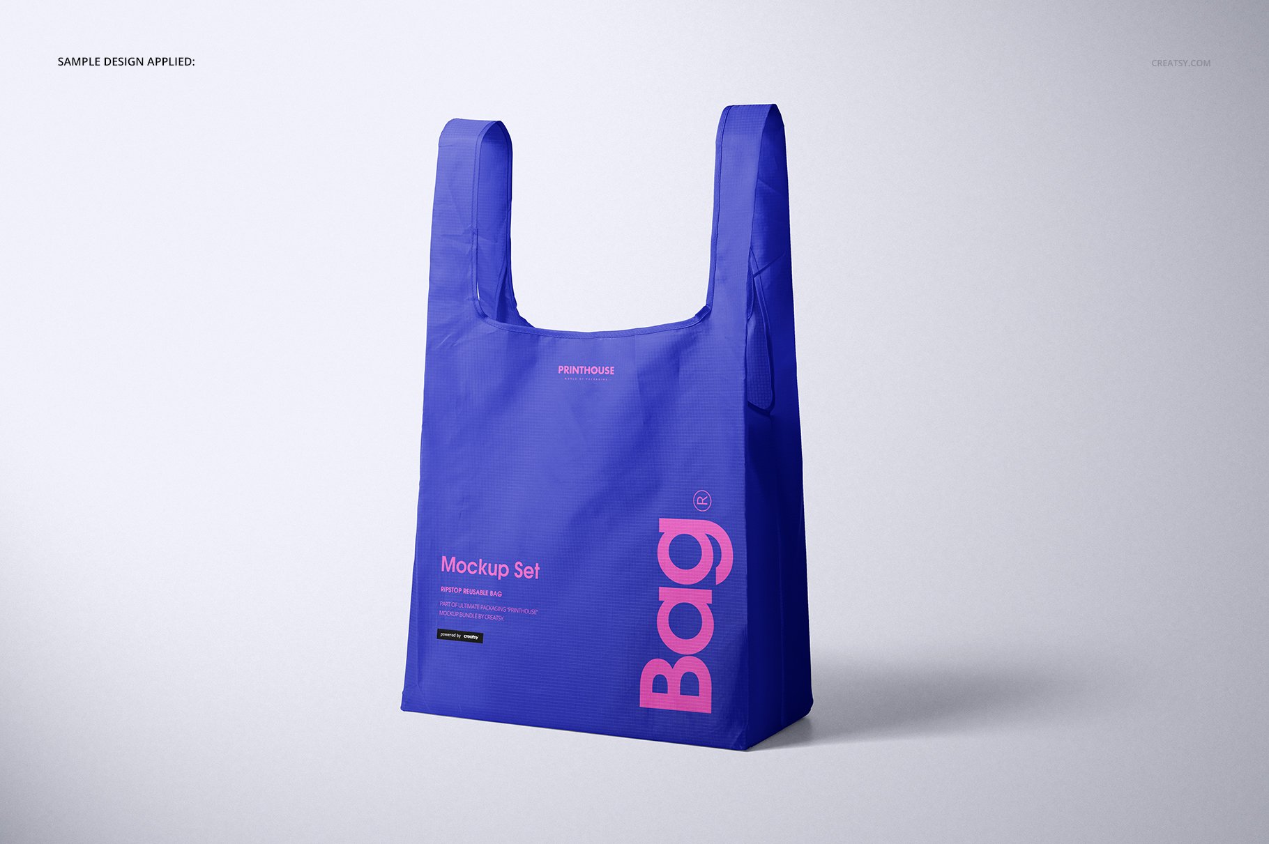 尼龙环保购物手提袋设计展示贴图样机PS素材Ripstop Reusable Bag Mockup Set