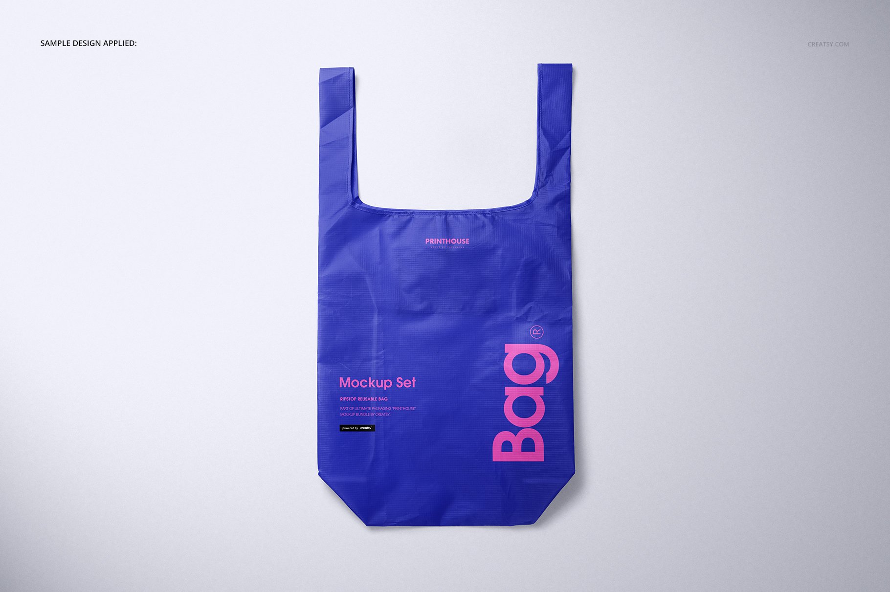 尼龙环保购物手提袋设计展示贴图样机PS素材Ripstop Reusable Bag Mockup Set