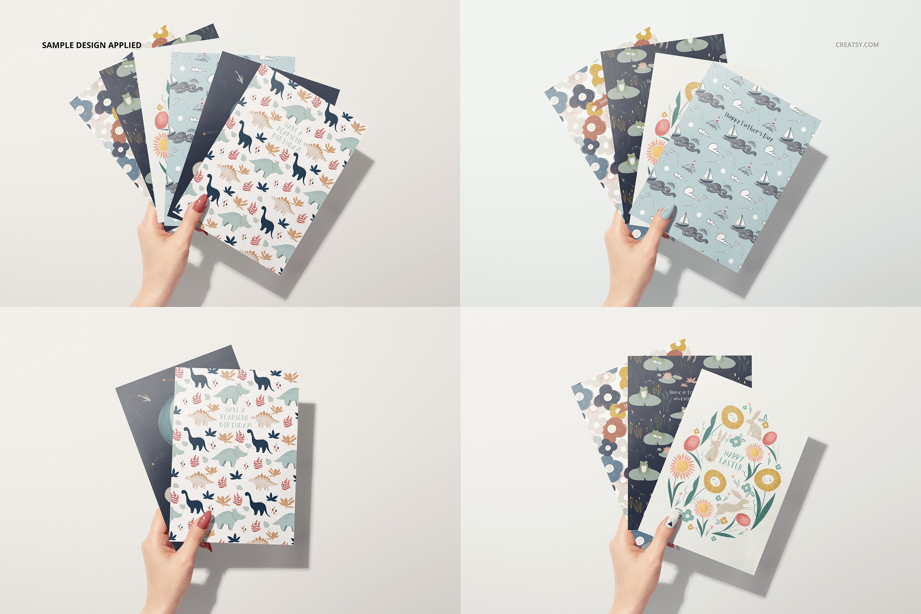 18款手持贺卡明信片设计Ps智能贴图样机模板Greeting Cards Mockup Set