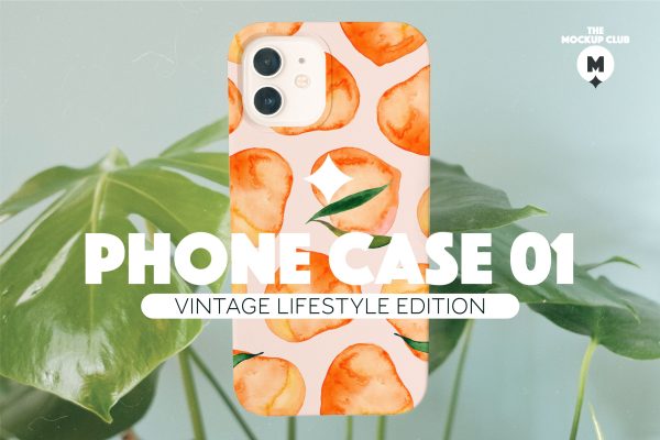 8款复古时尚苹果iPhone 12手机壳外观设计展示样机模版 PHONE CASE MOCKUPS 01 / LIFESTYLE