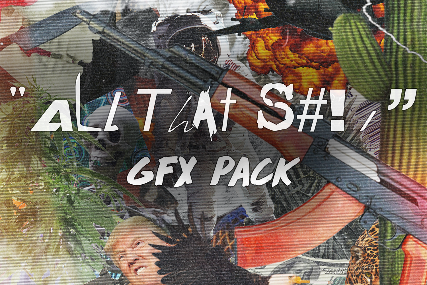 潮流炫酷做旧专辑CD封面字体不干胶标签贴纸纹理设计素材 “All That S#!+” | GFX Pack