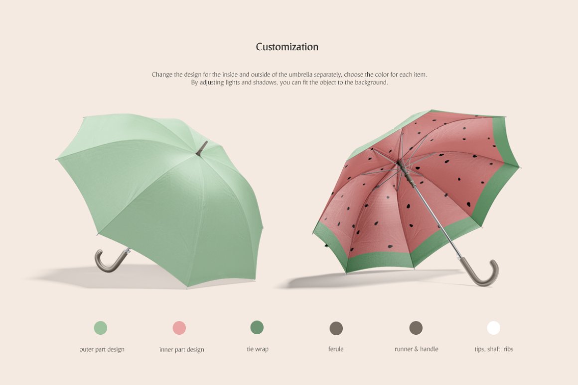多功能太阳雨伞设计展示贴图样机模板套装 Umbrella Mockups Bundle