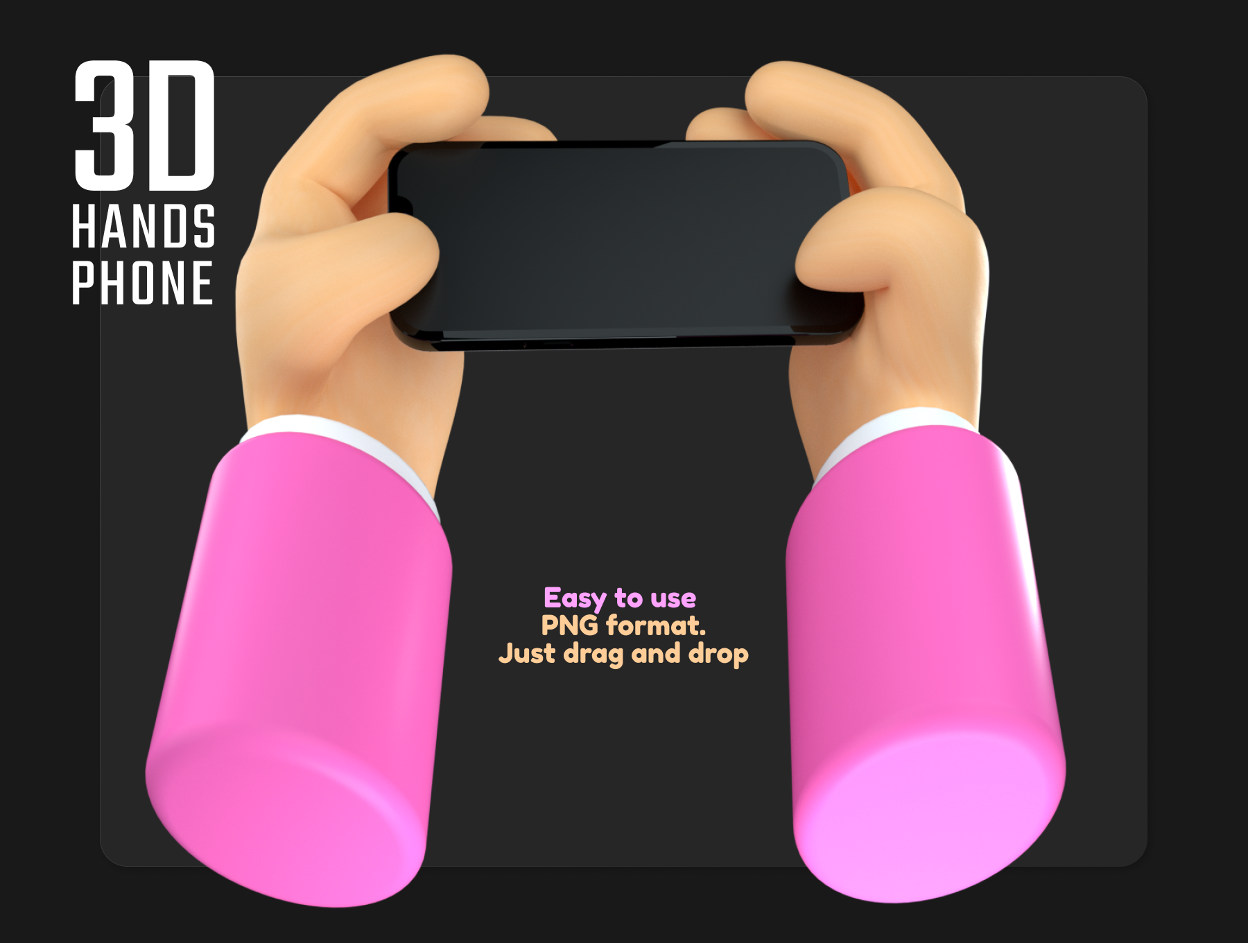3D人物手持手机的ui界面设计展示样机hands phone