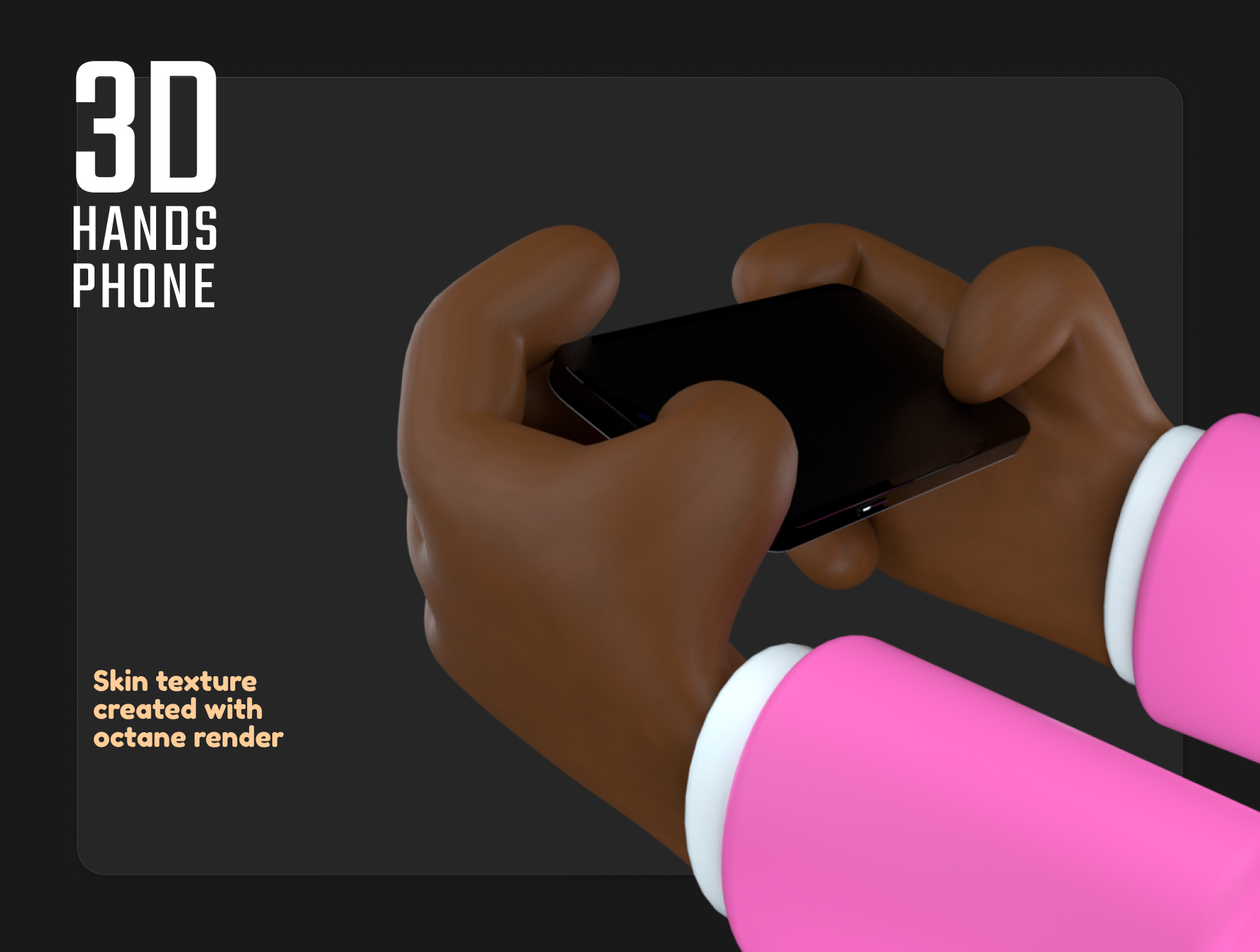 3D人物手持手机的ui界面设计展示样机hands phone