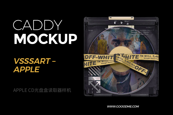 潮流复古老式苹果Apple CD光盘盒读取器样机模板素材 VSSSART – Apple Caddy Mockup