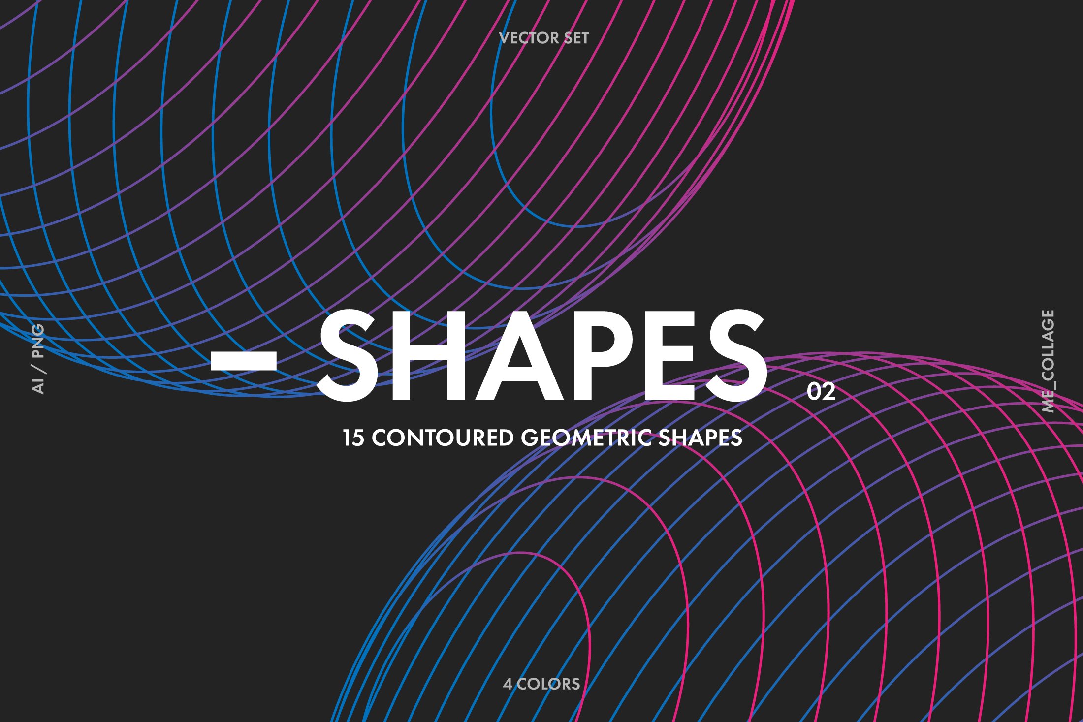 抽象线条构成3d几何矢量素材Contoured Vector Geometric Shapes