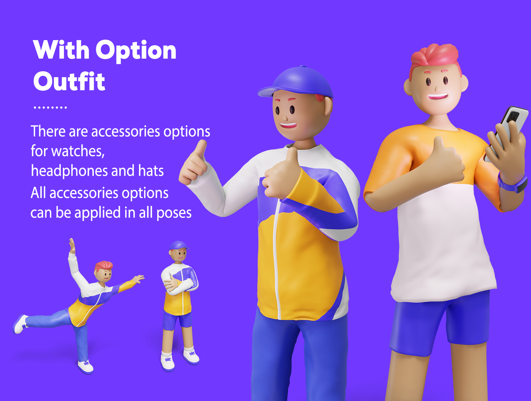 3D立体青年人物形象的插画模型素材3D Web Illustration – Youth Character Pack