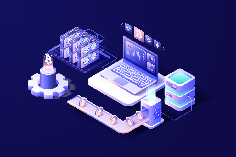 2.5d等距视角的加密货币主题矢量插画素材-Detailed Crypto Isometric Vector Illustration