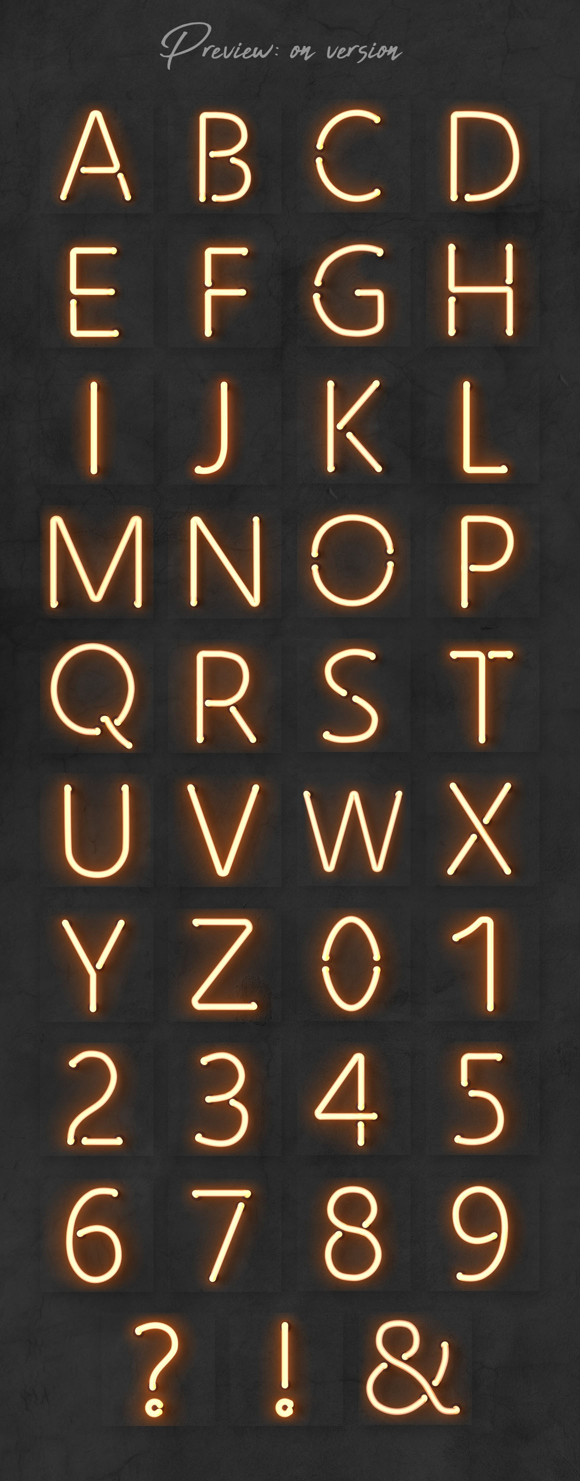 霓虹灯发光字的图形元素素材包-Neon alphabet kit