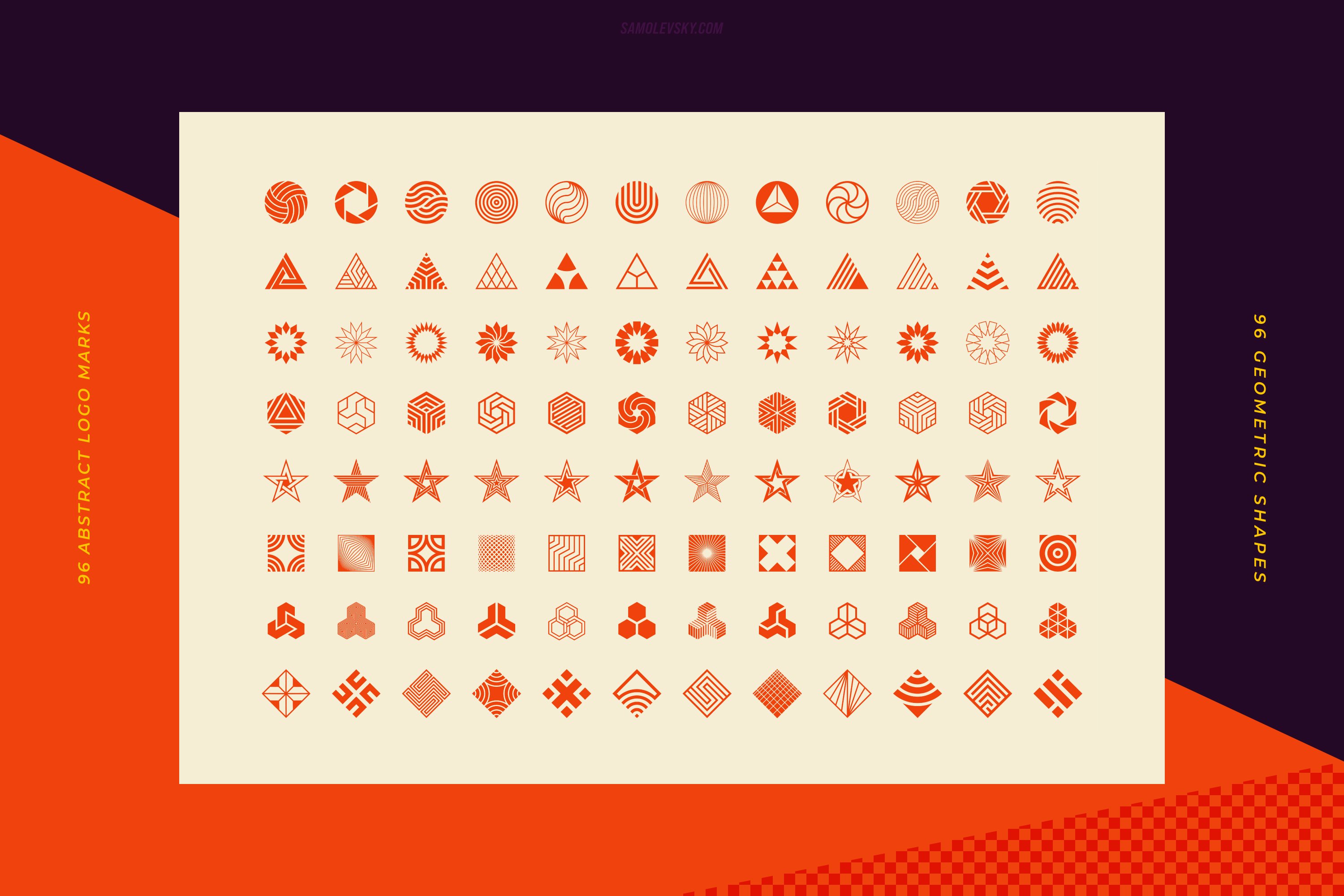 96 个抽象几何形状标志和图形元素矢量素材-96 Logo marks & geometric shapes