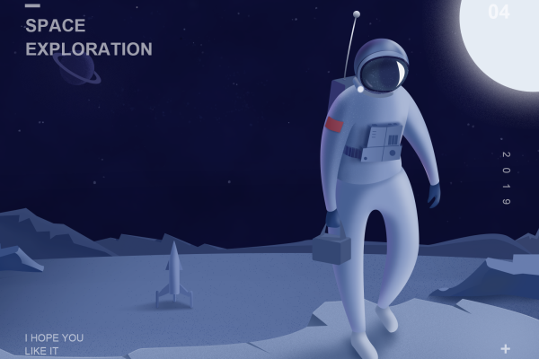 太空人宇航员插画多用途PSD模板 Spaceman Illustration-Multi Purpose PSD Template