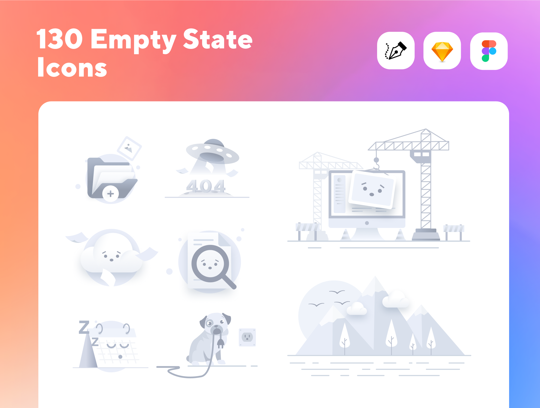 130款网页静默灰色图标130 Empty State Icons