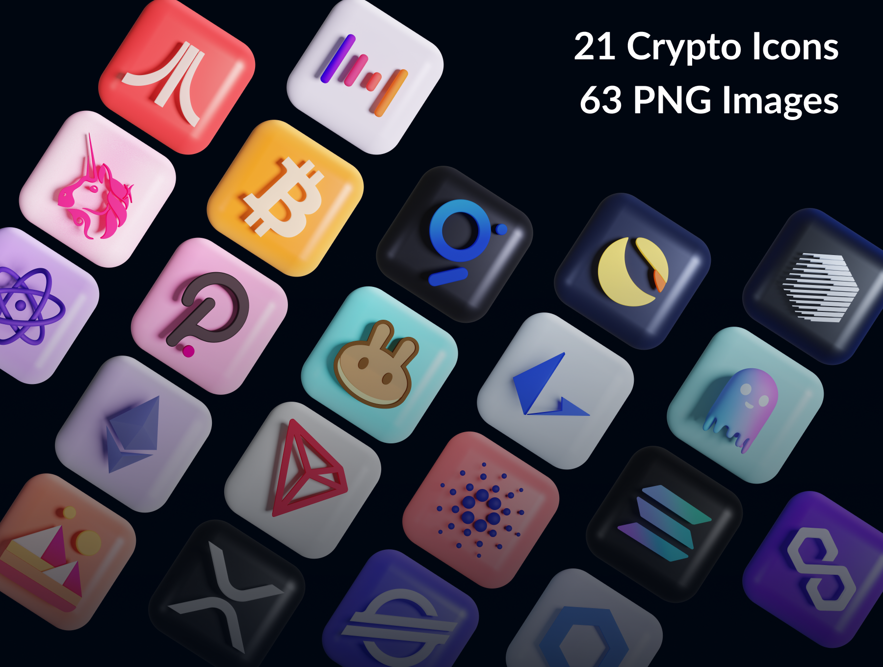 高级加密货币主题3D图标设计素材合集 Crypto 3D Icon Set 9dm