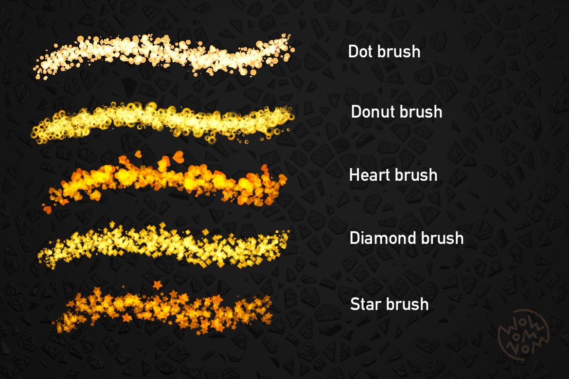 金色亮片闪光的procreate图案笔刷和色卡素材Golden Glitter Procreate Brushes