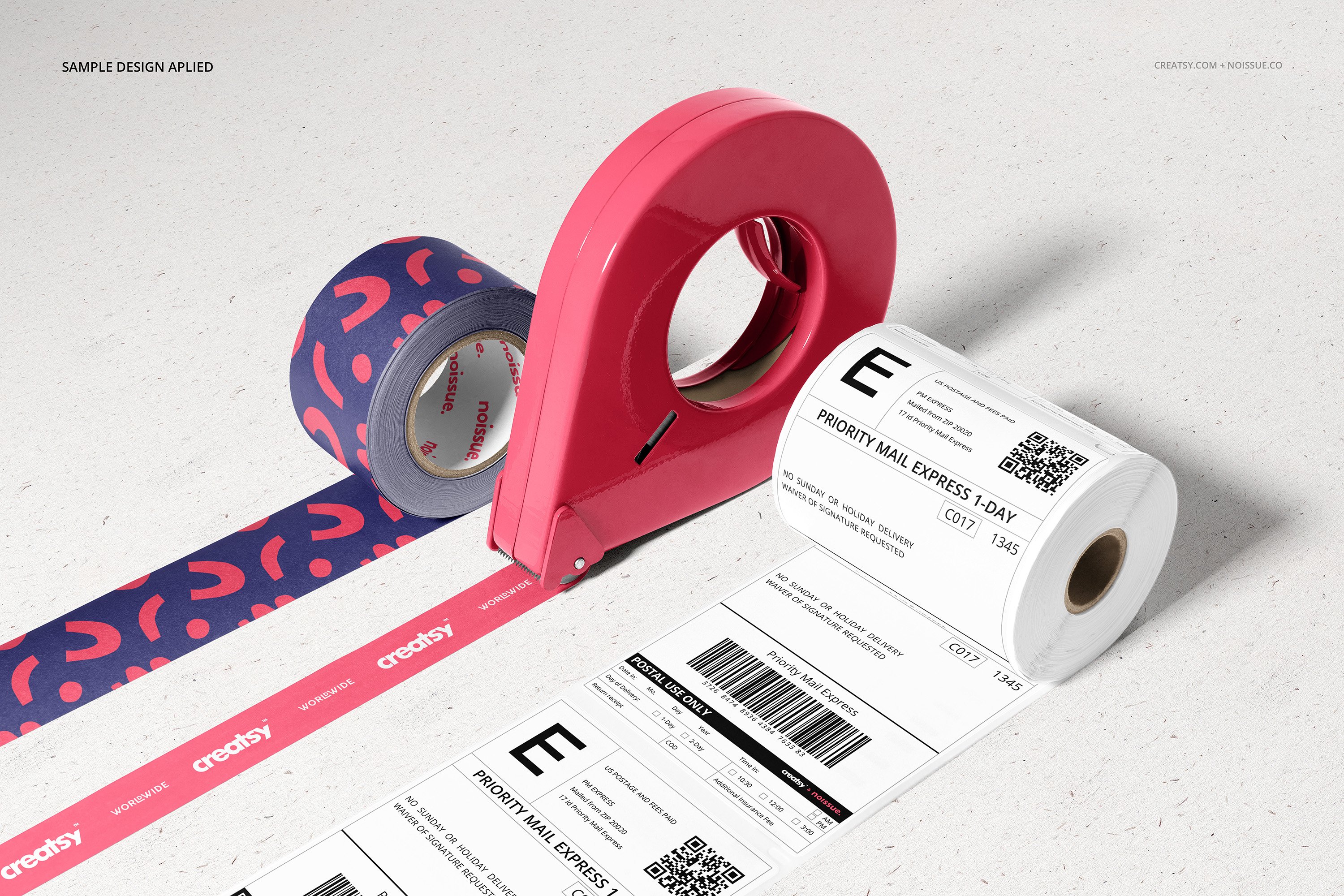 17款高品质快递邮件包装箱气泡袋标签设计展示贴图样机合集 Noissue Shipping Labels Mockup Set