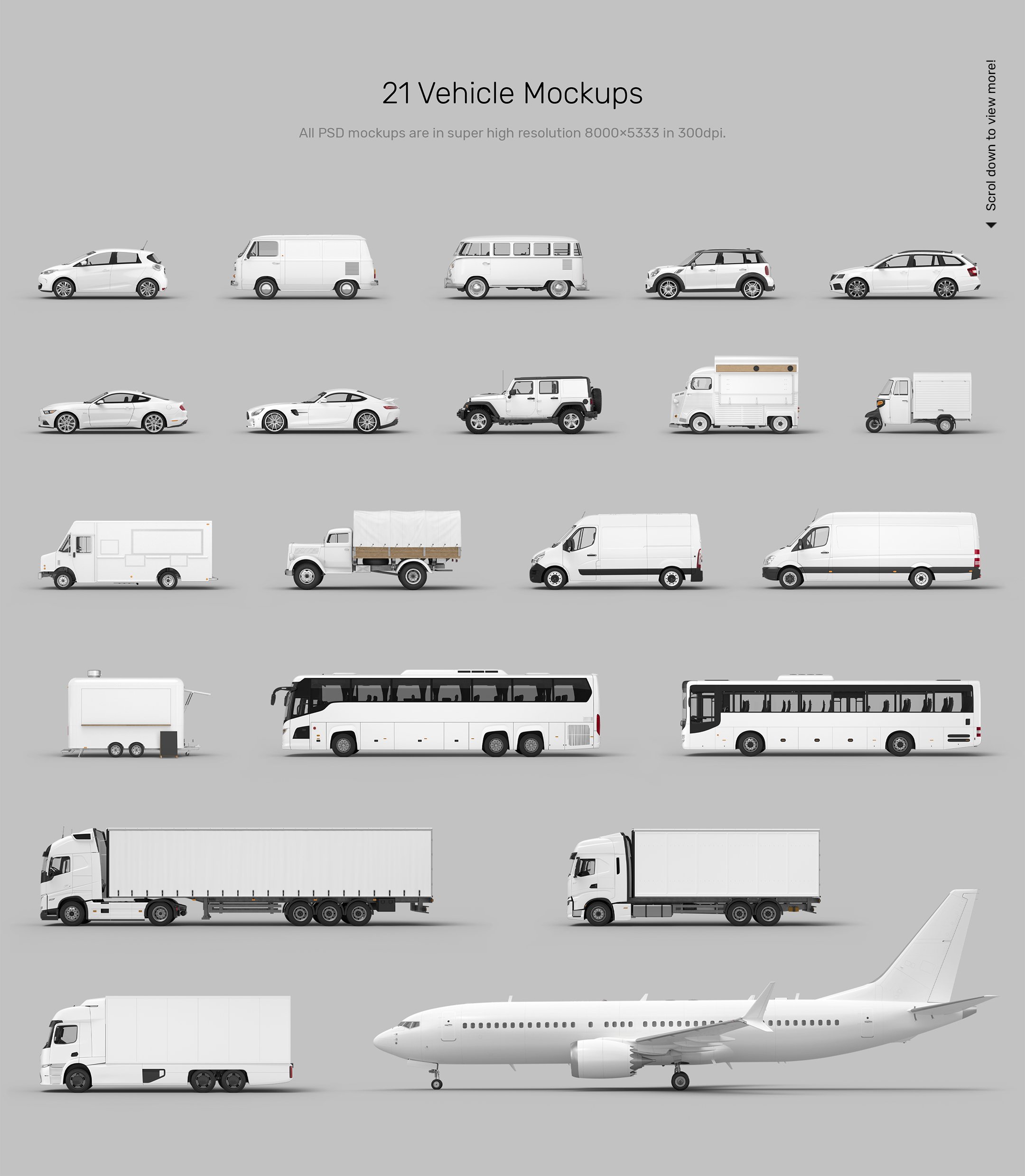 21个交通工具火车站汽车跑车展示psd样机模型Vehicle Mockups – Car Mockups