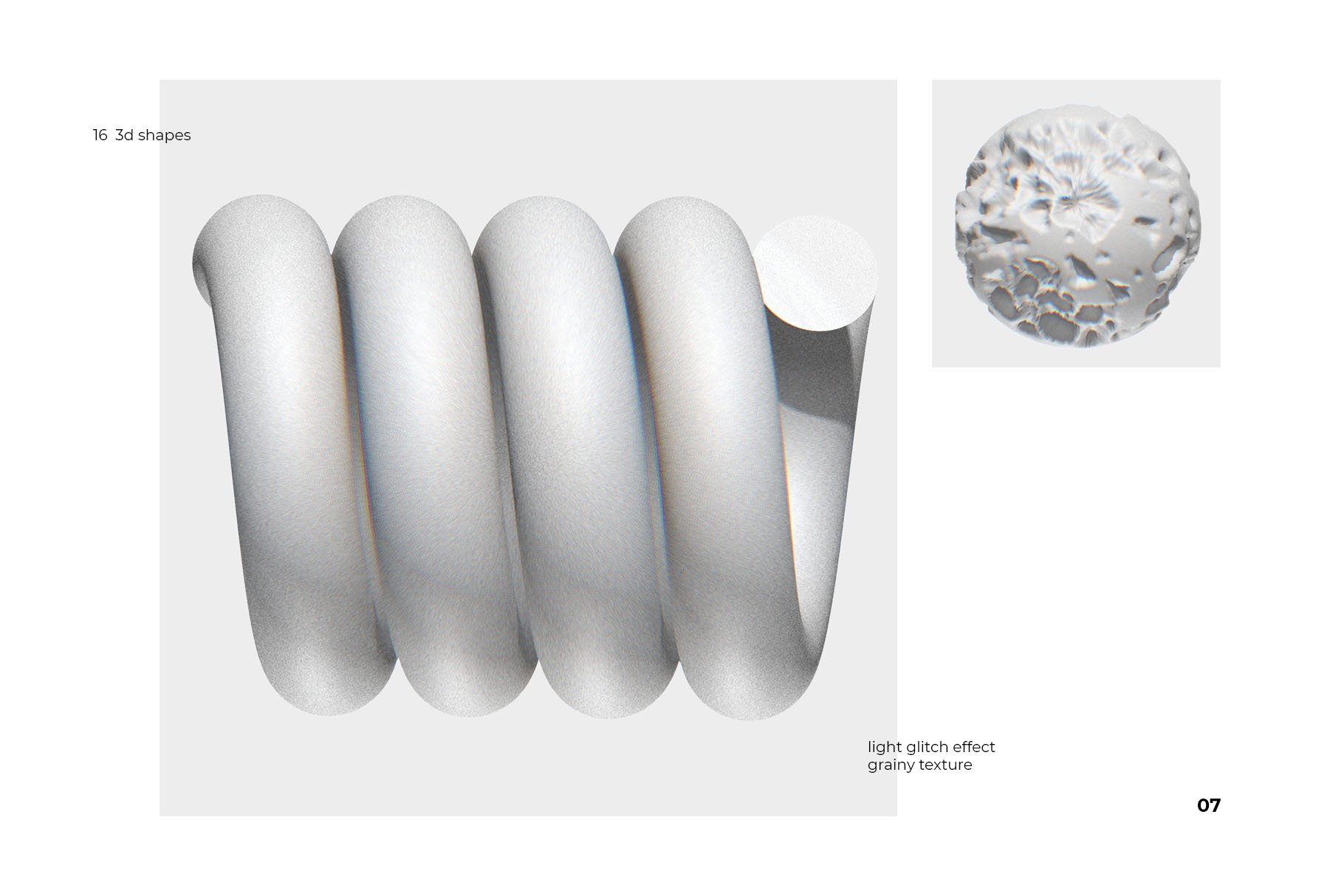 16款抽象3D立体艺术带毛刺效果PNG几何图形素材3D Shapes With Light Glitch Effect