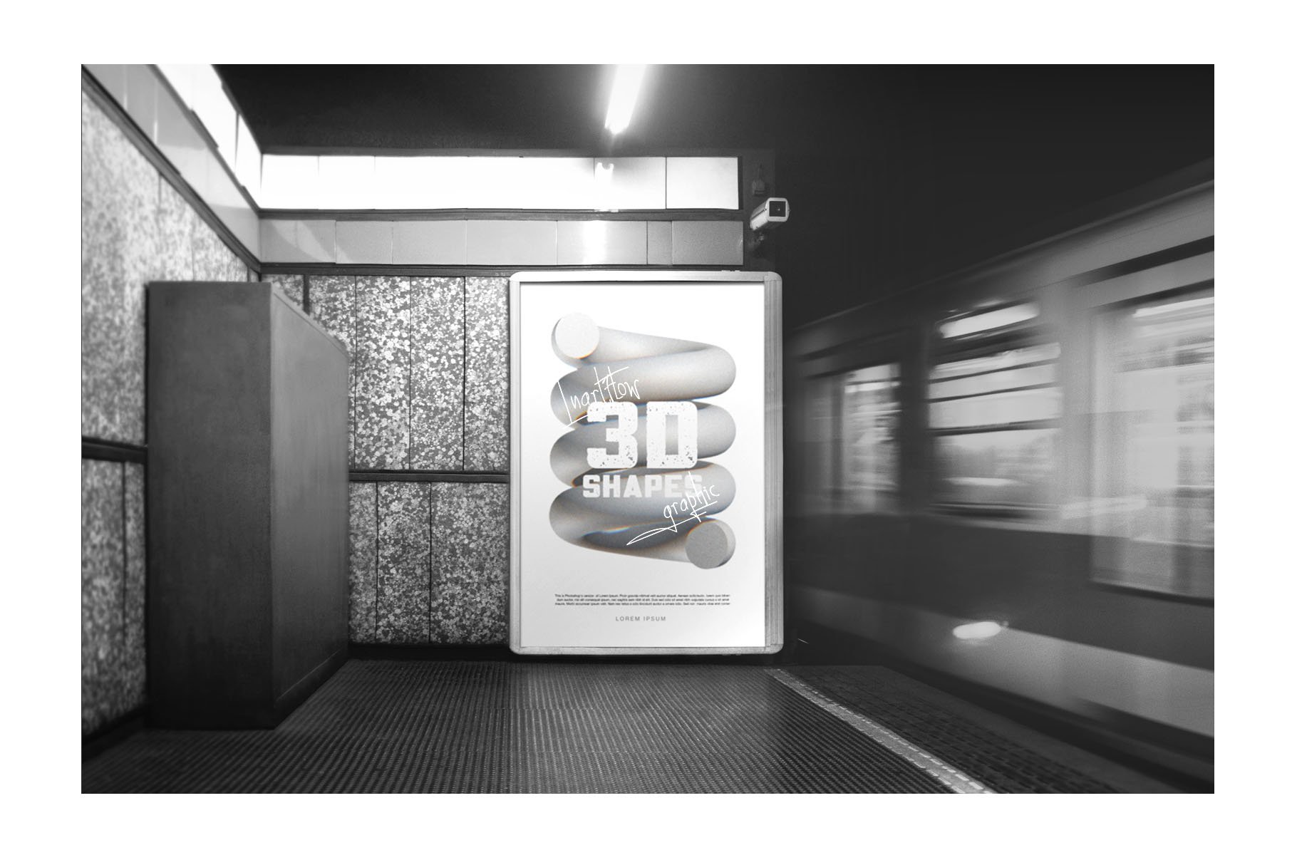 16款抽象3D立体艺术带毛刺效果PNG几何图形素材3D Shapes With Light Glitch Effect