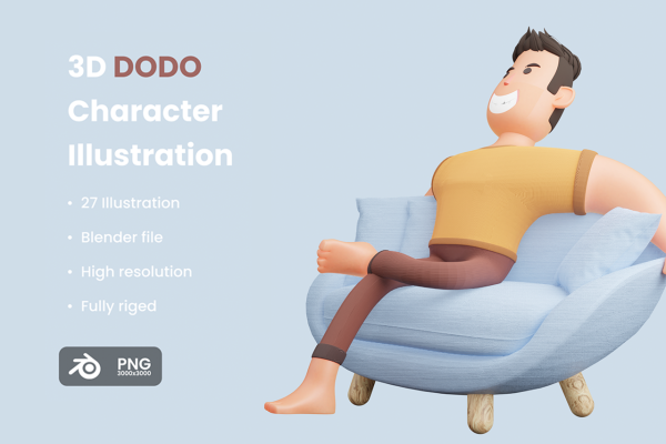 可爱的3d人物角色插画模型素材DODO 3D Illustration