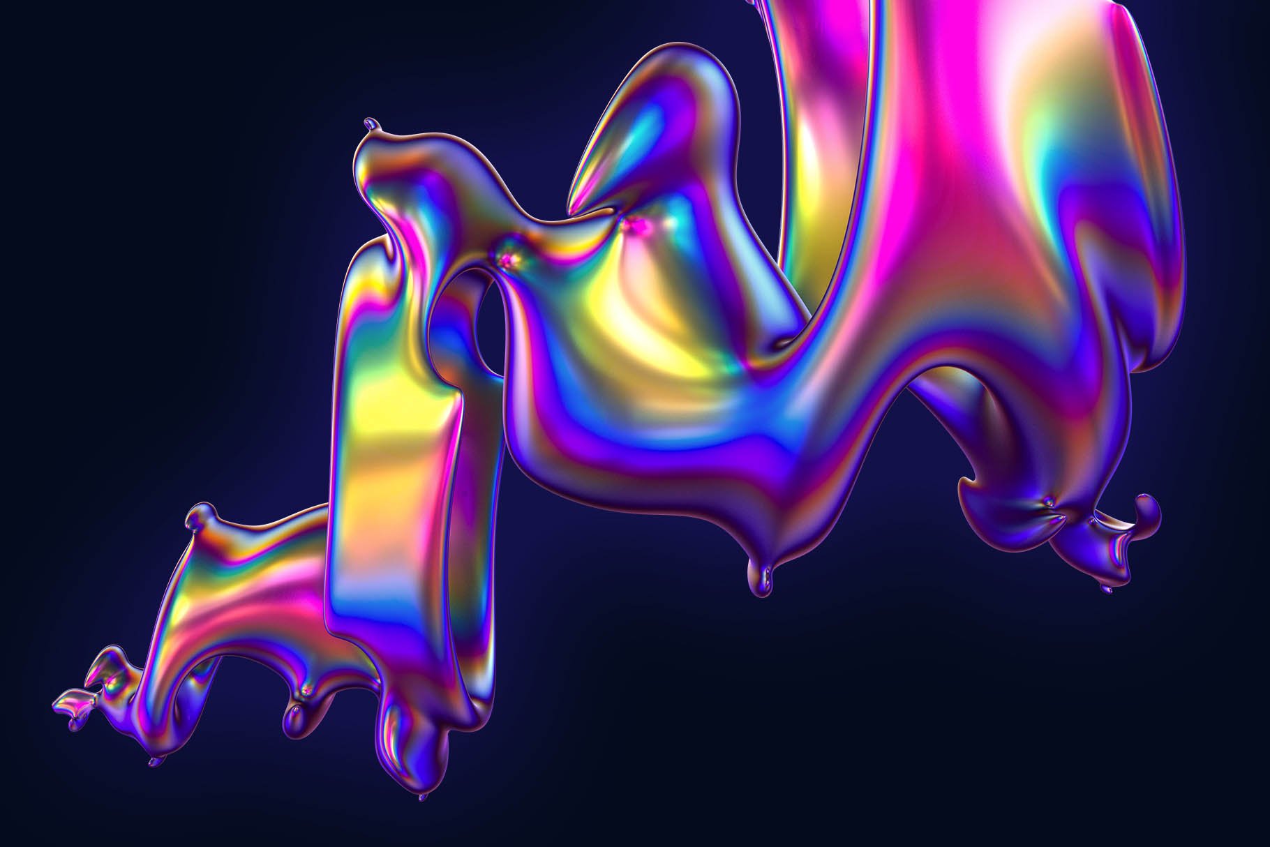 24款潮流抽象彩虹金属全息镭射艺术3D立体图形PNG免抠图片素材 Hyper – Abstract Cyclone Shapes