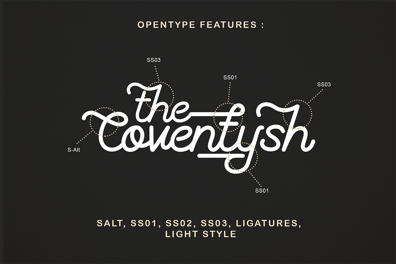 创意艺术连体手写英文字体The Coventysh – Monoline Script Font