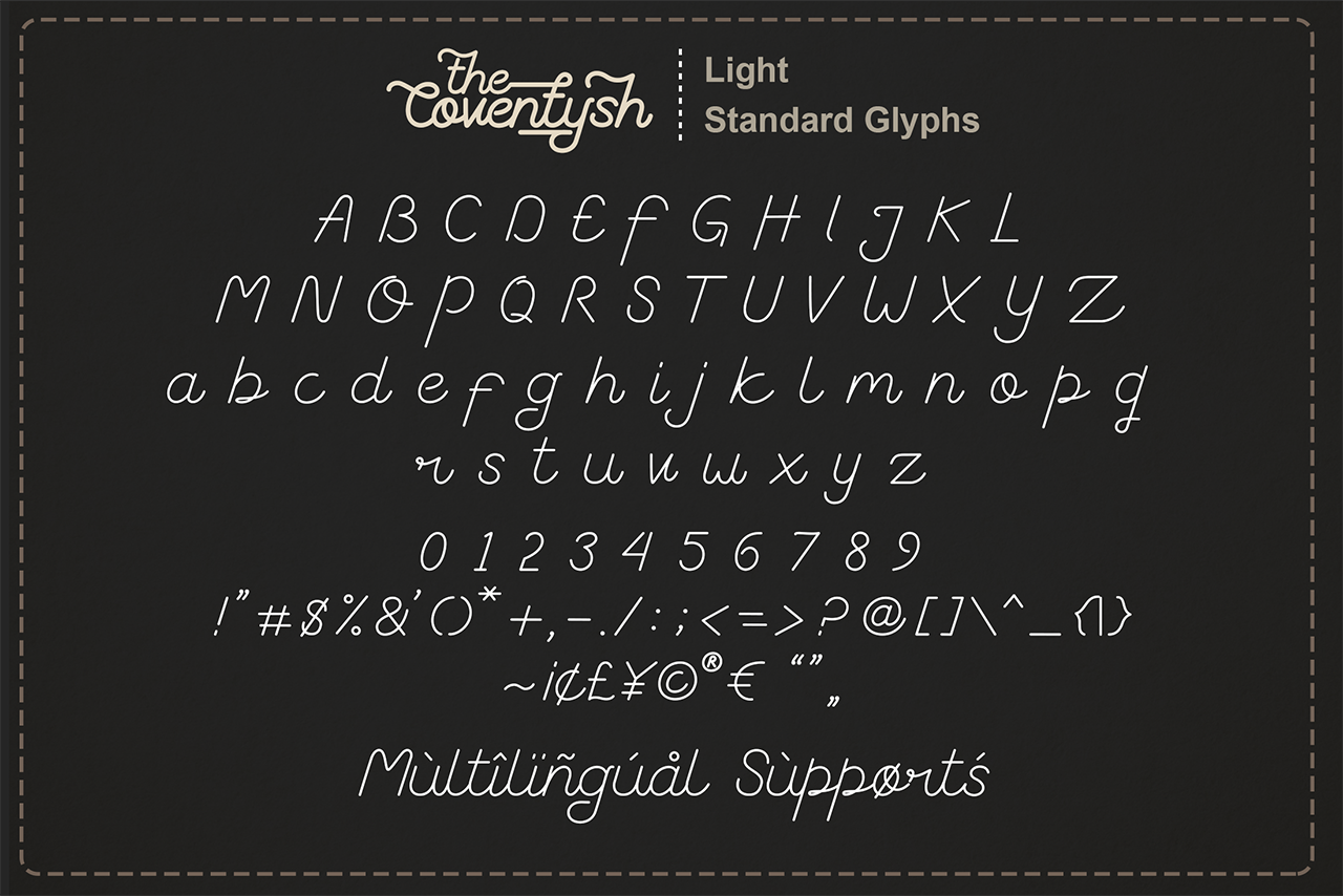 创意艺术连体手写英文字体The Coventysh – Monoline Script Font