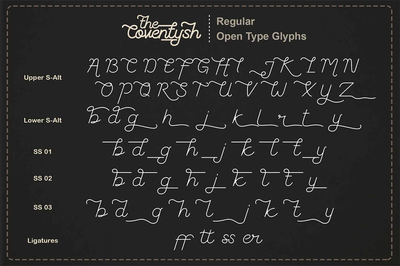 创意艺术连体手写英文字体The Coventysh – Monoline Script Font